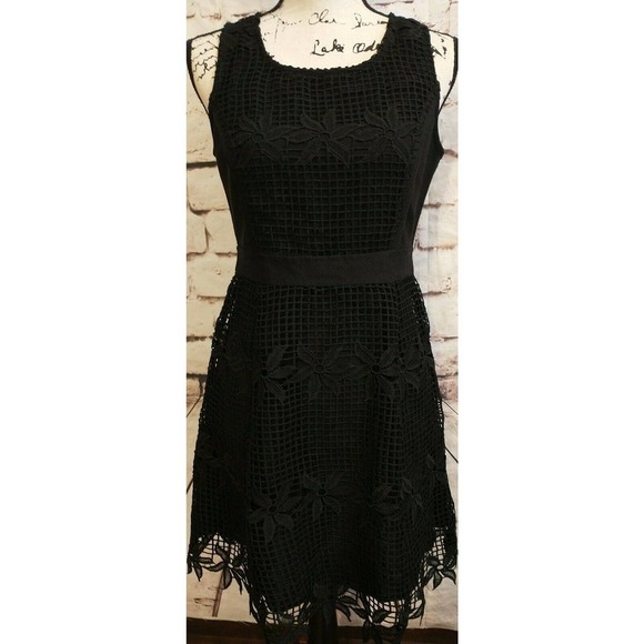 Skies are Blue Lined A Line Black Lace Crochet Sleeveless Size Small Dress NEW - Picture 1 of 10